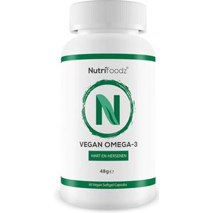 Nutrifoodz Vegan Omega-3® - 100% Vegan Algenolie met EPA & DHA - 60 veganistische softgel capsules