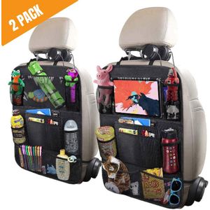 W&Z® autostoel organizer met tablet houder - Set van 2 - Auto stoel organiser - Stevig- Zwart