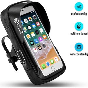 W&Z® Telefoonhouder fiets waterdicht met 360 graden rotatie - voor scooter & motor - Gsm houder fiets - Zwart