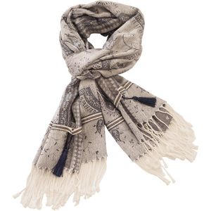 YELIZ YAKAR - Luxe dames - unisex Paisley Pashmina sjaal ""Ladakh I"" - blauwe en grijze kleur tinten - multi kleur - mode - trendy-dames en heren shawl -kerst sjaal- luxecadeau - kerstcadeau voor vrouwen