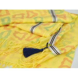 YELIZ YAKAR -Luxe dames Pashmina sjaal ""Anthea IV""- helder neon-geel zomer kleur - handmade - designer kleding - trendy shawl