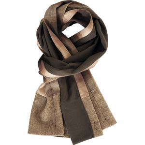 YELIZ YAKAR - Handmade - Luxe unisex sjaal ""Castor"" - dubbelzijdig - wol / cashmere -tartan- bruin, groen en gemêleerde beige kleuren - designer kleding - kerst sjaal- luxecadeau - kerstcadeau