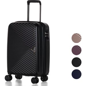 ©TROLLEYZ - Ibiza No.3 - Trolley - 55cm met TSA slot - Dubbele wielen - 360° spinners - 100% ABS - Handbagage koffer in Night Black
