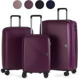 ©TROLLEYZ - Ibiza No.3 - Kofferset 3 delig - 55cm+69cm+78cm met TSA slot - Dubbele wielen - 360° spinners - 100% ABS - Reiskoffers in Dazzling Purple