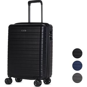 ©TROLLEYZ - Amsterdam No.9 - Trolley - 55cm met TSA slot - Dubbele wielen - 360° spinners - 100% ABS - Handbagage koffer in Night Black