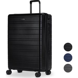 TROLLEYZ Amsterdam No.9 - Grote reiskoffer 78x51x32 cm - Koffer met TSA-slot - Lichtgewicht ABS hardschalige koffer met dubbele 360° wielen - Night Black