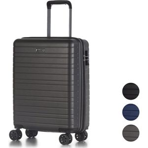 ©TROLLEYZ - Amsterdam No.9 - Trolley - 55cm met TSA slot - Dubbele wielen - 360° spinners - 100% ABS - Handbagage koffer in Cloudy Grey