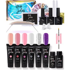 Miss Jules® Luxe Complete Polygel Kit - Polygel Nagels Starterspakket - 4 Kleuren - HEMA & TPO Free - Incl. 36W LED Lamp, Primer, Nail Cleanser & Instructievideo (NL)
