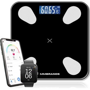 MM Brands Weegschaal Personen Weegschaal Digitaal - Slimme Weegschaal Met Lichaamsanalyse - Zwart