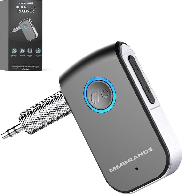 MM Brands Bluetooth Receiver - BT 5.3 - 3.5MM AUX - Bluetooth Ontvanger - Handsfree Bellen - Bluetooth Audio Receiver - Bluetooth Auto via AUX
