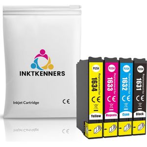 Inktcartridges voor Epson 16 / 16XL | Multipack van 4 cartridges Geschikt voor Epson Workforce WF-2010W, WF-2510WF, WF-2520NF, WF-2530WF, WF-2540WF, WF-2630WF, WF-2650WF, WF-2660WF, WF-2750DWF, WF-2760DWF