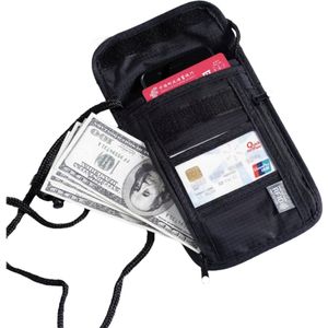 PD ® - Reistas - Telefoontasje met Portemonnee - Nektasje Zwart - Reisportemonnee - Travel Wallet - Reis Organizer - Reisdocumenten Organizer.