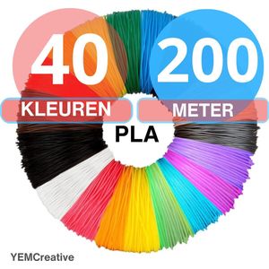YEMCreative® PLA Filament 3D Pen - PLA Navulling - 3D pen Vullingen - 40 Kleuren - 1,75 mm 200 Meter