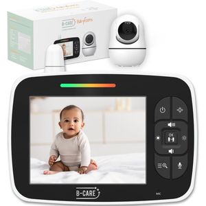 B-care Babyfoon Met Camera - 3.5 Inch LCD Scherm - Uitbreidbaar Tot 4 Camera's - Zonder Wifi en App - Temperatuursensor - Nachtzicht - Terugspreekfunctie - 4 Slaapliedjes - Alarm