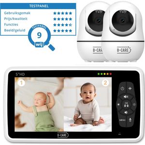 B-care Star Supreme - Babyfoon Met 2 Camera's - 5.0 Inch HD Baby Monitor - Split screen - Zonder Wifi en App - Kerstcadeau