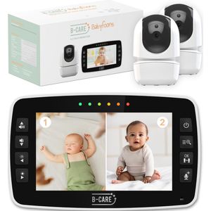 B-care Babyfoon met 2 Camera's - 4.3 Inch LCD Scherm - Split screen - Zonder Wifi en App - Baby Monitor - Baby Camera - Voor 2 Kinderen