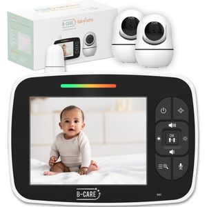 B-care Babyfoon met 2 Camera's - 3.5 Inch LCD Scherm - Zonder Wifi en App - Temperatuursensor - Nachtzicht - Terugspreekfunctie - 4 Slaapliedjes - Alarm - Voor 2 Kinderen - Baby Monitor
