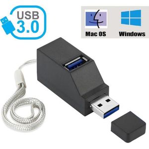 Xtabarya USB Hub Mini USB 2.0 High Speed Hub Splitter Box Ondersteuning 3-poorts Hot Swap Laag stroomverbruik -Zwart