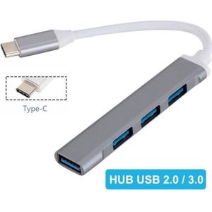 Xtabarya - Usb C Hub 3.0 - Multi Splitter Adapter - Type-C - Zwart - 4 Poorten