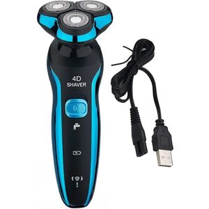 Scheerapparaat - Blauw - Oplaadbaar - Waterdicht - 4D - 3 Blades - Voor Mannen
