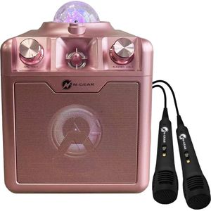 N-GEAR Disco Star 710 Space Pink - Bluetooth Speaker - Karaoke Set - Party Box met Sterrenprojector & 2 Microfoons