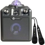N-GEAR Disco Star 710 Space Grey - Bluetooth Speaker - Karaoke Set - Party Box met Sterrenprojector & 2 Microfoons