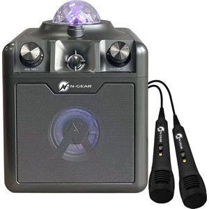 N-GEAR Disco Star 710 Space Grey - Bluetooth Speaker - Karaoke Set - Party Box met Sterrenprojector & 2 Microfoons