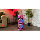 N-Gear Let's Go Party 5150 Roze - Draagbare bluetooth speaker - 200 Watt draadloze luidspreker met Discoverlichting en meegeleverde microfoon - 5 uur speeltijd
