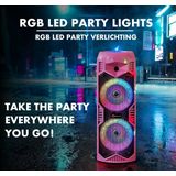 N-GEAR LGP5150 - Bluetooth Speaker - Karaoke Set met Microfoon - Party Box met RGD LED Licht - Knal Roze