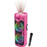 N-GEAR LGP5150 - Draadloze Bluetooth Party Speaker - Karaoke Set - 1 Microfoon - Discoverlichting - Barbie Pink