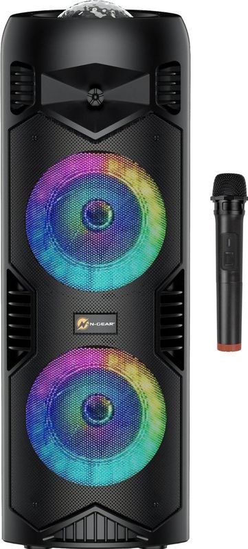 N-GEAR LGP5150 - Draadloze Bluetooth Party Speaker - Karaoke Set - 1 Microfoon - Discoverlichting - Stealth Black