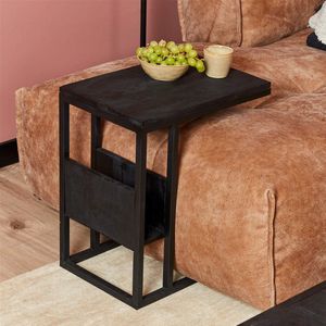 Slider - Zwarte Slider - Massief Mangohout - Metaal - Met Blad en Postvak