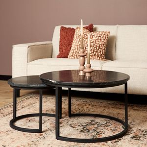 Nova - Salontafel - Zwart - Marmer - Set van Twee