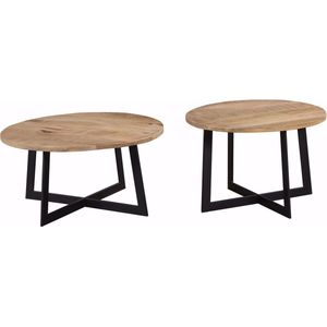 Salontafel Mees set van 2 - salontafels industrieel - ronde salontafels