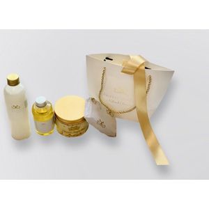 Pure Shea butter giftset met blacksoap, kokosolie en baobabolie/ Puur Sheaboter giftset klein/ shea boter