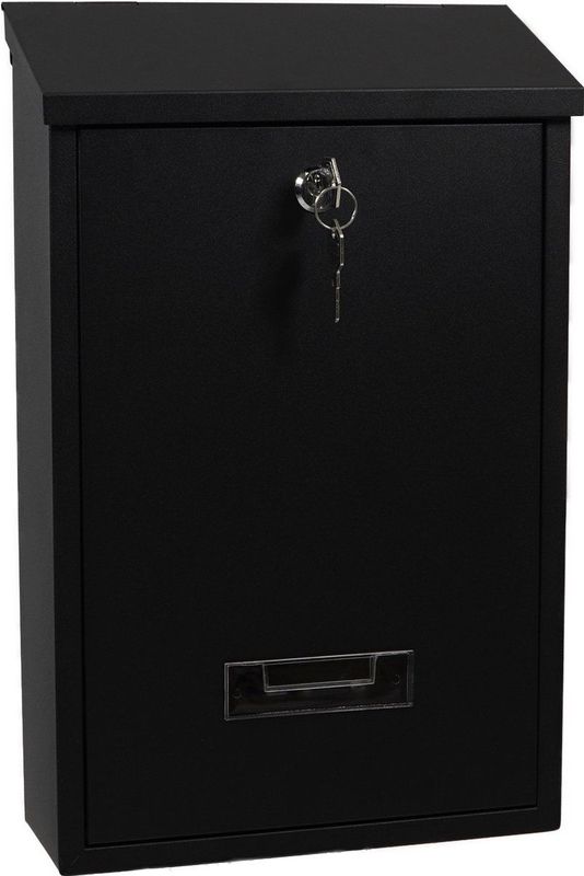 BRASQ Brievenbus Zwart - Wandbrievenbus met Slot - Brievenbussen - Roestvrij staal met naamplaatje - RVS