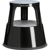 BRASQ Opstapkrukje Verrijdbaar Premium Zwart metaal ST300 draagvermogen 150 kg, opstapkruk, olifantenvoet, kantoorkruk, trap, roltrap, kruk