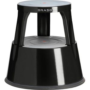 BRASQ Opstapkrukje Premium Zwart - Draagvermogen 150 kg - Opstapkruk - Olifantenvoet - Kantoorkruk - Roltrap - Kruk - Metaal