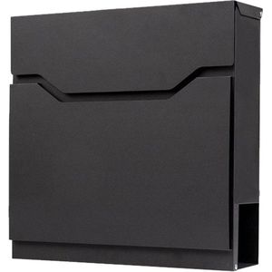 BRASQ Brievenbus Premium zwart met Krantenvak - Wandbrievenbus met Slot - Brievenbus hangend - RVS