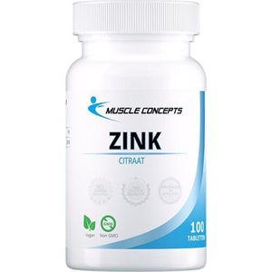 Zink Citraat 15 mg - methionine - 100 tabletten | Muscle Concepts