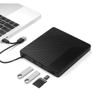 Kualite - Externe DVD Speler & Brander - DVD/CD Drive voor Laptop & Macbook - Data & Voeding Via USB 3.0 of USB-C