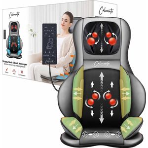 CALMENTA® Shiatsu Massagestoel – Gratis Opbergtas - Rugmassage en Nekmassage apparaat - Massagekussen - Compressiemassage – Elektrisch Warmtefunctie - Vibratie - Rugpijn en Nekpijn - Massagemat