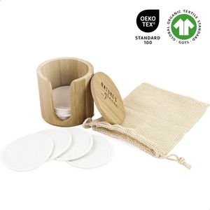 Herbruikbare Bamboe Wattenschijfjes - 14x Dagelijks én Scrub Pads - Wasbare Make Up Remover Doekjes / Gezichtsreinigingsdoekjes - met Houder en Waszakje - Wit