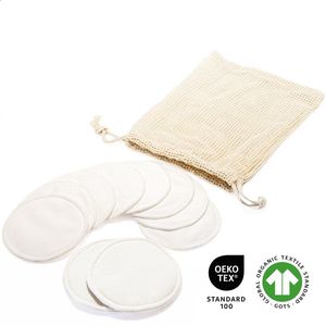 Herbruikbare Bamboe Wattenschijfjes - 10x Dagelijks én Scrub Pads - Wasbare Make Up Remover Doekjes / Gezichtsreinigingsdoekjes - 10 Stuks - incl Waszakje
