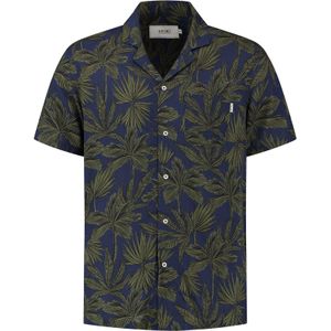 Shiwi Overhemd Palm Leaves Donkerblauw (navy) - Maat L - Heren - Overhemden Casual