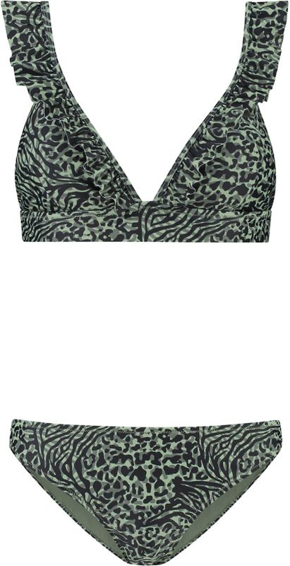 Shiwi - BOBBY FIXED TRIANGLE SET RUFFLE - Triangelbikini - Bosgroen