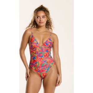 Shiwi - ROWY V-NECK - Badpak - Blauw - Grieks Landschap