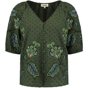 Shiwi - Blouse 'Erin Dobby' - Royal Blue - Klassieke Blouse - Bloemenprint