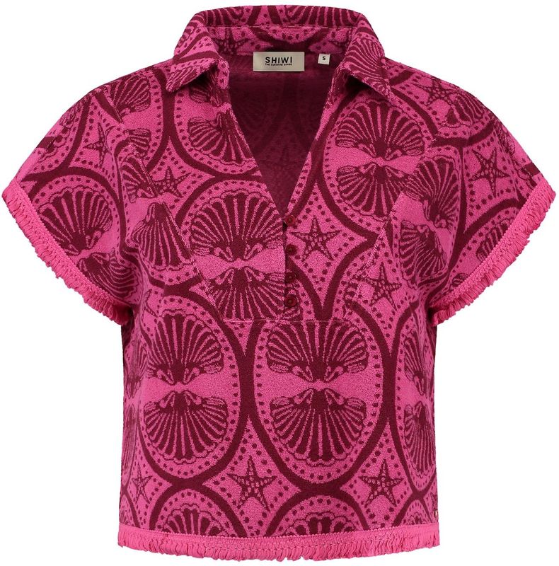 Shiwi - Dames Top - Roze - Korte Mouwen - Klassieke Kraag