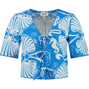Shiwi - Blouse 'Imke Sea Perl' - Royal Blue - Wijde Blouse